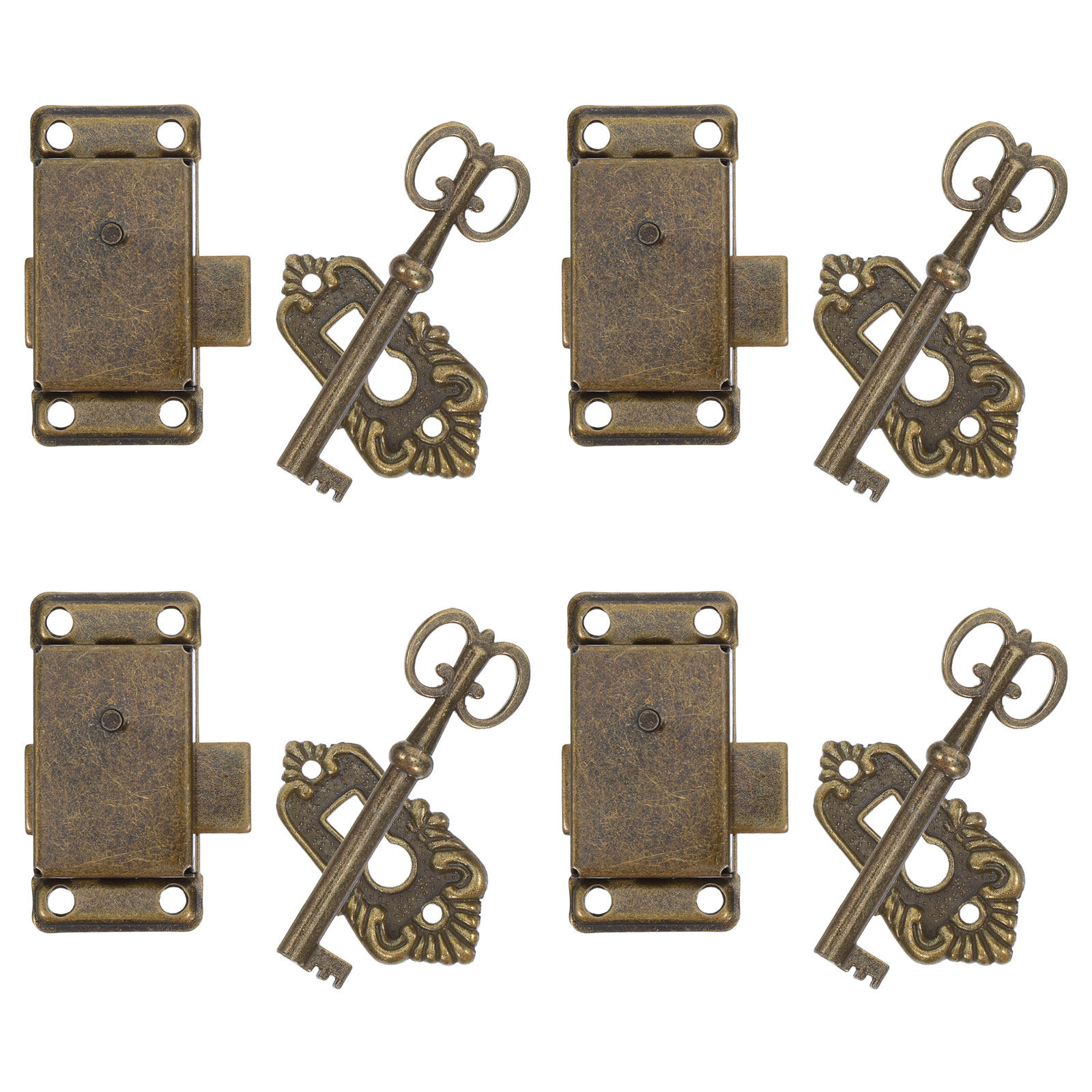 Furniture Hardware Vintage - 4 Ensembles de Serrures de Meuble